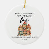 Eerste Kerstmis Leeuw Familie van Vier Keramisch Ornament (Voorkant)