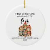 Eerste Kerstmis Leeuw Familie van Vier Keramisch Ornament (Achterkant)