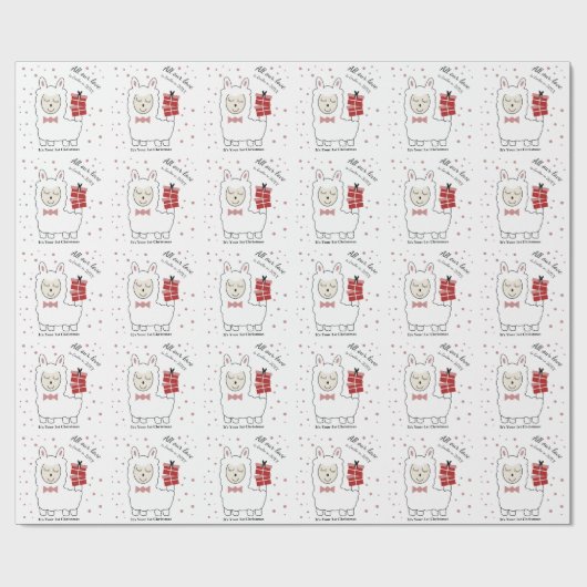 Eerste Kerstmis: Llama en Cadeaus (rood) Cadeaupapier (Vlak)