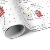 Eerste Kerstmis: Llama en Cadeaus (rood) Cadeaupapier (Rol Hoek)