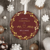 Eerste Kerstmis man en vrouw Gold Wreath Foto Metalen Ornament