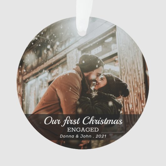 Eerste Kerstmis - Matig Minimale Foto Ornament (voorkant)