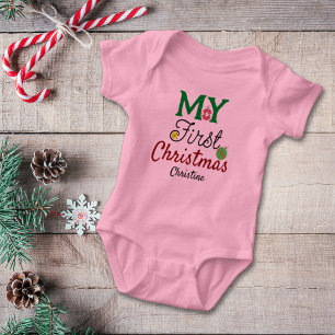 Eerste Kerstmis Meisje Naam Romper