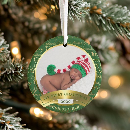 Eerste Kerstmis Mele Kalikimaka Hawaiian Foto Cer Keramisch Ornament