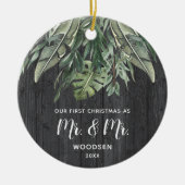 Eerste Kerstmis, meneer en meneer Gepersonaliseerd Keramisch Ornament (Voorkant)