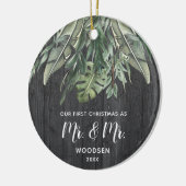 Eerste Kerstmis, meneer en meneer Gepersonaliseerd Keramisch Ornament (Links)