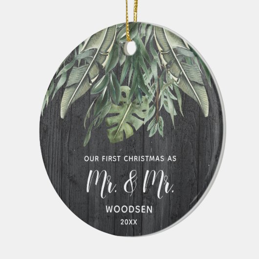 Eerste Kerstmis, meneer en meneer Gepersonaliseerd Keramisch Ornament (Links)