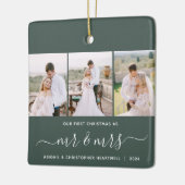 Eerste kerstmis meneer en mevrouw 3 foto script gr keramisch ornament (Links)