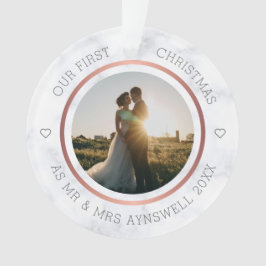 Eerste kerstmis meneer en mevrouw foto elegante ma ornament