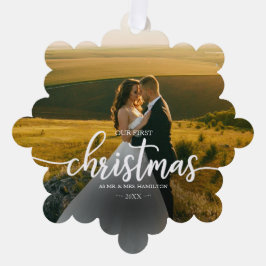 Eerste kerstmis meneer en mevrouw kerstbal kaart