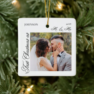 Eerste kerstmis meneer en mevrouw Script 2 Foto Keramisch Ornament