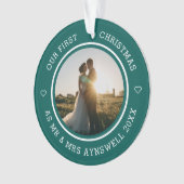 Eerste kerstmis meneer & mevrouw 2 foto modern gro ornament (voorkant)