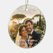 Eerste kerstmis meneer mevrouw aangepaste foto keramisch ornament (Links)