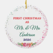Eerste kerstmis meneer mevrouw aangepaste foto keramisch ornament (Achterkant)