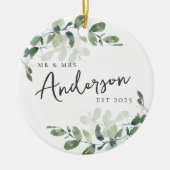 Eerste kerstmis meneer & mevrouw Eucalyptus Keramisch Ornament (Voorkant)