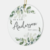Eerste kerstmis meneer & mevrouw Eucalyptus Keramisch Ornament (Links)