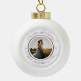 Eerste kerstmis meneer & mevrouw foto elegante mar keramische bal ornament