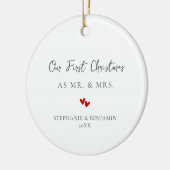 Eerste Kerstmis meneer mevrouw rode harten paar fo Keramisch Ornament (Links)