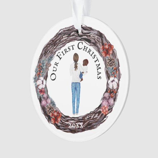 Eerste Kerstmis met alleenstaande moeder baby DIY  Ornament (voorkant)