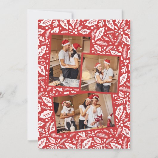 Eerste Kerstmis met Arch Red 3 Foto Collage Feestdagenkaart (Achterkant)