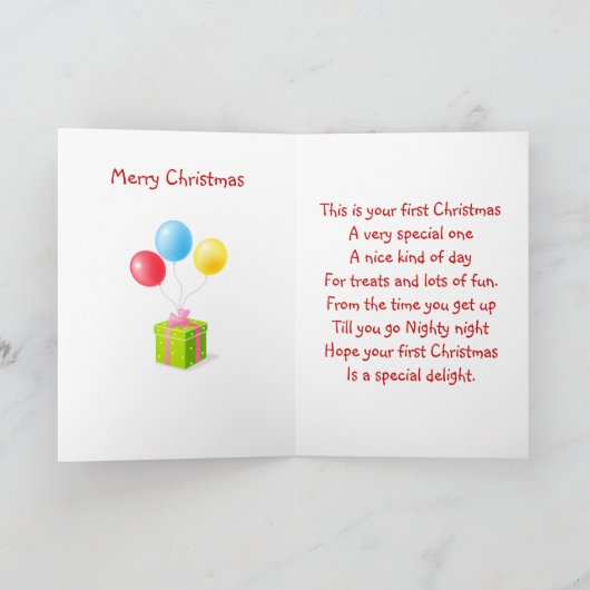 Eerste Kerstmis met boom, Kerstman, de kaart van (Binnen)