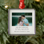Eerste Kerstmis met COUPLE-foto GRAY Metalen Ornament<br><div class="desc">Ons foto-Ornament is een perfect hoopje om je eerste kerstfeest nooit te vergeten!! Kies uw beste foto's, voeg uw namen en jaar toe en voeg uw kerstboom toe om dit seizoen onvergeeflijk te maken!! Creëer een geschenk voor je geliefde: "GEMACHTIGD verschijnt onder je foto in een kleine, lichte, grijze letters...</div>