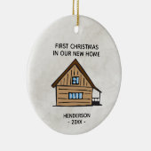 Eerste Kerstmis met de kajuit bij ons nieuwe thuis Keramisch Ornament (Rechts)