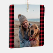Eerste Kerstmis met Dog Photo Holiday Keramisch Ornament (Rechts)