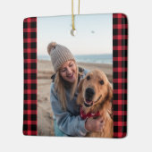 Eerste Kerstmis met Dog Photo Holiday Keramisch Ornament (Links)