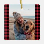 Eerste Kerstmis met Dog Photo Holiday Keramisch Ornament (Voorkant)
