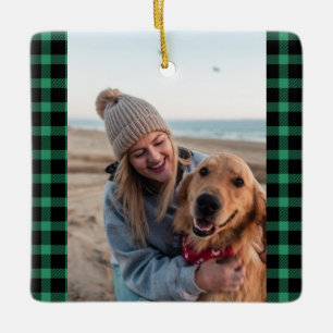 Eerste Kerstmis met Dog Photo Holiday Pset Keramisch Ornament