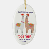 Eerste Kerstmis met een paar lama Keramisch Ornament (Rechts)