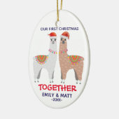Eerste Kerstmis met een paar lama Keramisch Ornament (Links)