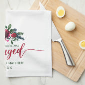 Eerste Kerstmis met Floral Red Rose Theedoek (Quarter Fold)