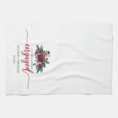 Eerste Kerstmis met Floral Red Rose Theedoek (Horizontaal)