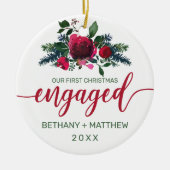 Eerste Kerstmis met Floral Waterverf Roos Keramisch Ornament (Voorkant)