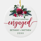 Eerste Kerstmis met Floral Waterverf Roos Keramisch Ornament (Achterkant)