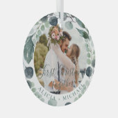 Eerste Kerstmis met foto's Glas Ornament (Voorkant Rechts)