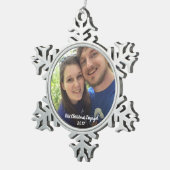 Eerste Kerstmis met fotoversiering Tin Sneeuwvlok Ornament (Rechts)