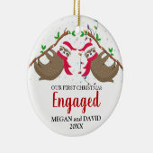 Eerste Kerstmis met Funny Sloths Keramisch Ornament (Rechts)