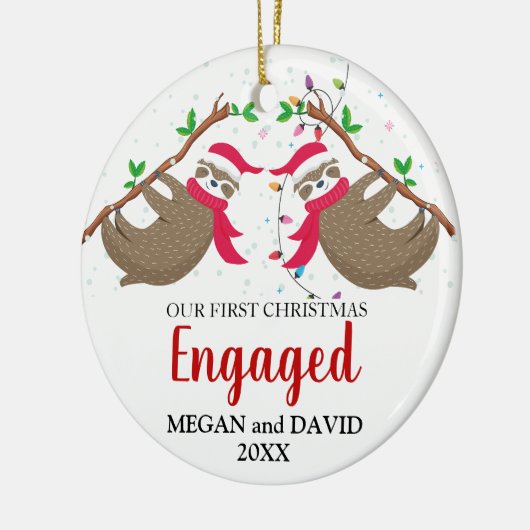 Eerste Kerstmis met Funny Sloths Keramisch Ornament (Links)