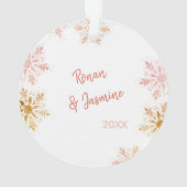 Eerste Kerstmis met Gold Blush Snowflakes Ornament (achterkant)