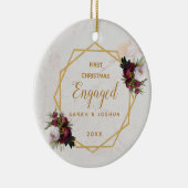 Eerste Kerstmis met gouden marmer Floral Keramisch Ornament (Rechts)