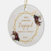 Eerste Kerstmis met gouden marmer Floral Keramisch Ornament (Links)