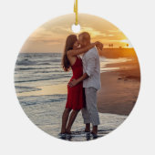 Eerste Kerstmis met gouden marmer Floral Keramisch Ornament (Achterkant)