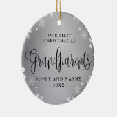 Eerste Kerstmis met grootouders Silver Photo Keepo Keramisch Ornament (Rechts)