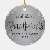 Eerste Kerstmis met grootouders Silver Photo Keepo Keramisch Ornament (Voorkant)