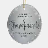 Eerste Kerstmis met grootouders Silver Photo Keepo Keramisch Ornament (Links)