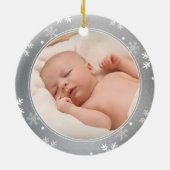 Eerste Kerstmis met grootouders Silver Photo Keepo Keramisch Ornament (Achterkant)