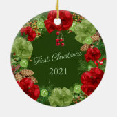 Eerste Kerstmis met Holiday Wreate Keramisch Ornament (Achterkant)
